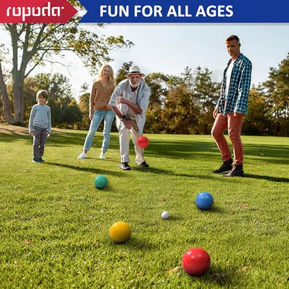 ropoda 100mm Bocce Ball Set, Lighter Bocce Ball for Beginners with 8 Balls, Pallino, Case and Measuring Rope for Backyard/Beach/Lawn, Composite Plastic for Kids Teens Beginners - size: 100mm