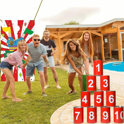 13 Carnival Can Games Bean Bag Toss Carnival Games, Including 10 Tin Cans and 3 Bean Bag Easter Outdoor, Suitable for Family Gatherings, Birthdays, Indoor and Outdoor Activities