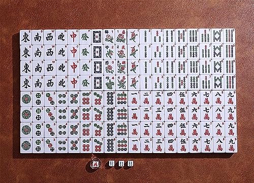 Mose Cafolo Professional Chinese Mahjong Game Set 146 Numbered Large Size Tiles with Carrying Travel Case, Complete Mahjong Tiles Set (Majiang, Mah-Jongg, Ma Jong) - color: Blue Tile