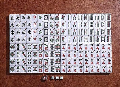 Mose Cafolo Professional Chinese Mahjong Game Set 146 Numbered Large Size Tiles with Carrying Travel Case, Complete Mahjong Tiles Set (Majiang, Mah-Jongg, Ma Jong) - color: Blue Tile