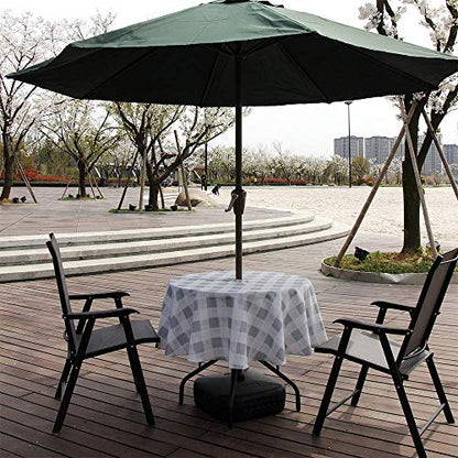 Melaluxe Spring/Summer Wrinkle-Free Waterproof Outdoor Tablecloth with Umbrella Hole and Zipper, Grey Checkered, 60" Round-Zippered - color: Grey Checkered, size: 60" (Round)