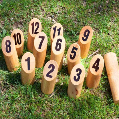 GSE Games & Sports Expert Wooden Throwing Game, 12 Numbered Block Toss Yard Game/Kubb Yard Game Set with Carrying Bag for Outdoor Backyard Lawn, Park with Family and Friends - color: Numbered Game Set