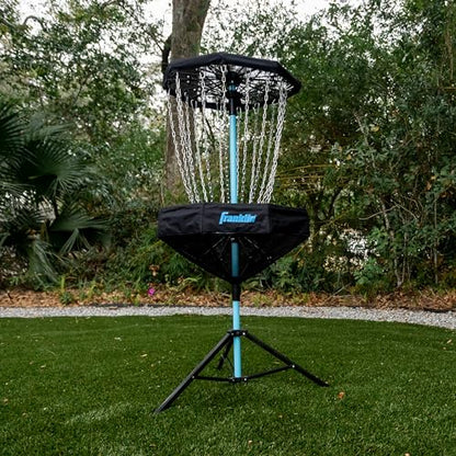 Franklin Sports Disc Golf Baskets - Portable Disc Golf Target with Chains Included - Disc Golf Basket Stand Equipment for Hole + Course Creation - style: Elite Steel Chain