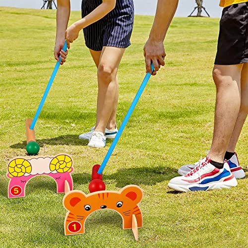 Toyvian Children Croquet Set with Croquet Wood Mallets, Classic Family Game for Lawn,Backyard,Park and More