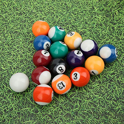 Mini Pool Ball Set,16pcs/Set 0.98Inch Resin Mini Billiard Ball Children Toy Small Pool Cue Balls Full Set Mini Pool Table Accessories
