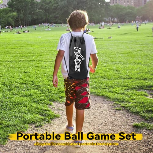 Outdoor Beach Ball Game Includes 3 Balls, Net and Carrying Bag -Roundnet Game Set for Adults, Kids, and Family - Perfect for Beach, Yard, Lawn, Backyard, and Park - color: Black and Yellow
