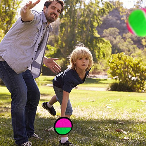 Aneco Paddle Catch Ball and Toss Game Set Disc Toss and Catch Paddle Game with 1 Storage Bag, 4 Paddles and 6 Balls (2 Big Balls and 4 Small Balls)