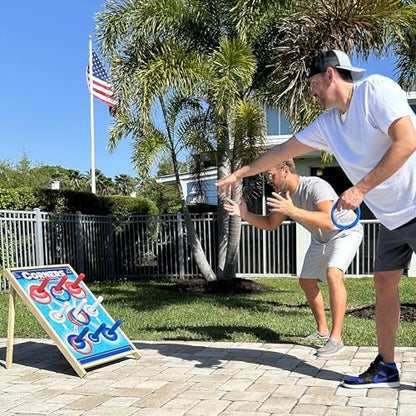 Corners Championship: Ring Toss Reinvented - Yard & Party Game, Wooden Peg Board, Competition Scoring Game, Indoor & Outdoor, Family & Friends Ages 6+