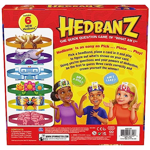 Spin Master Games, Hedbanz 2023 Edition with New Cards, Picture Guessing Board Game, for Family & Kids, 2-6 Players, for Ages 6 & Up - style: Hedbanz Classic, 2nd Edition 2023