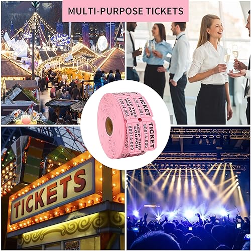 L LIKED Raffle Tickets Double Rolls 1000 Per Roll 50/50 Raffle Tickets for Events,Carnivals, Entry, Class Reward, Prizes(Pink) - color: 1000 Pink