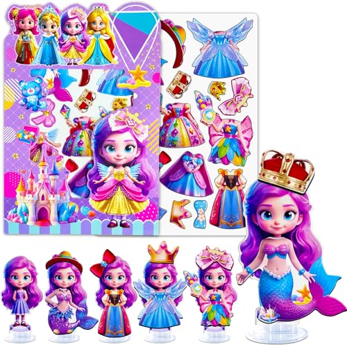 ZHOC Magnetic Dress Up Dolls for Girls, Princess Mermaid Magnet Dolls Dress Up Kits, Travel Game Car Road Trip Airplane Activity Toys Birthday for Toddler Girls Ages 3 4 5 6 7 8 - color: Pink1