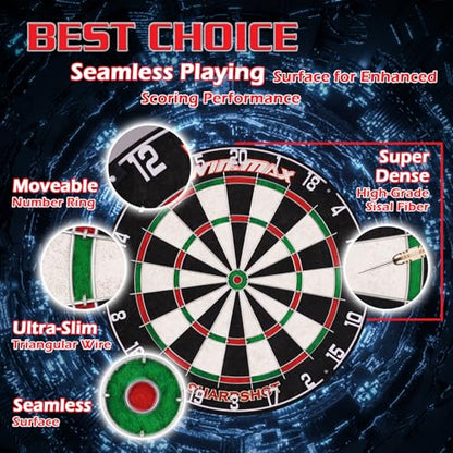 WIN.MAX Dart Board - Bristle Steel Tip Dartboard for Adults Bristle Steel Tip Dart Board Set with 12 Darts Metal - style: NEW