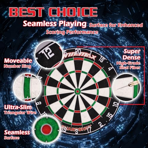 WIN.MAX Dart Board - Bristle Steel Tip Dartboard for Adults Bristle Steel Tip Dart Board Set with 12 Darts Metal - style: NEW