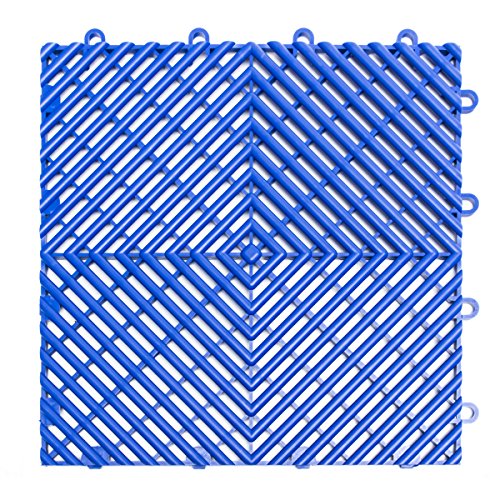 Big Floors RaceDeck Garage Floor Tiles, Interlocking Garage Flooring, Free-Flow Open Rib Self-Draining Heavy-Duty Copolymer Modular Tile (Bright Blue, 48 Pack of 12 x 12" Tiles, 48 Sq Ft) - color: Bright Blue, size: 48 Pack