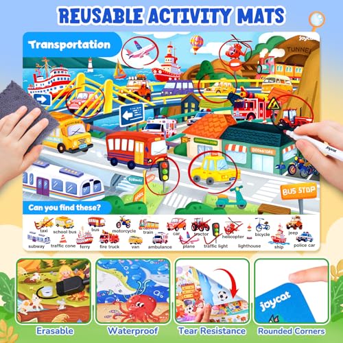 JoyCat Search and Find Activity Books, Preschool Learning Game Activities for Toddlers & Kids Ages 3-5, Travel Toys for Road Trip Car Airplane, Birthday Gifts for Girls and Boys 4-8 - style: Mixed Themes