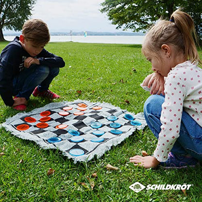 Schildkröt 3-in-1 Carpet, Women XXL Tic Tac Toe and 4-in-Line Rug with 24 Pieces, Beach Game, Garden or Park
