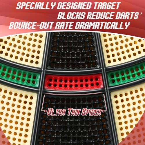 Electronic Dart Board, Soft Tip Dartboard Set 40 Games, 427 Variants Digital Electric Dart Boards with Colorful LED, 6 Darts, 100 Tips, Power Adapter