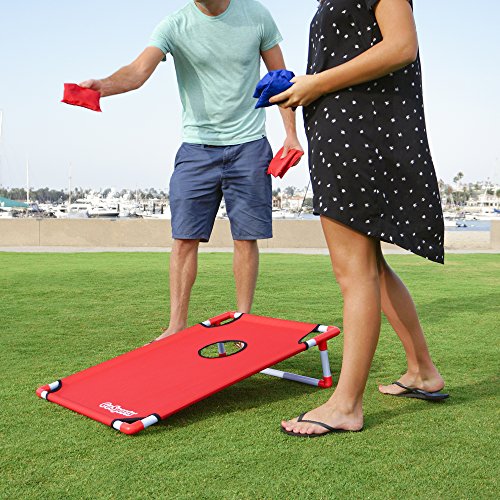 GoSports Portable Cornhole Set with Carry Case - Outdoor Lawn Bean Bag Toss Game for Adults and Family - Beach, Camping, Yard Games & More - style: Red & Blue