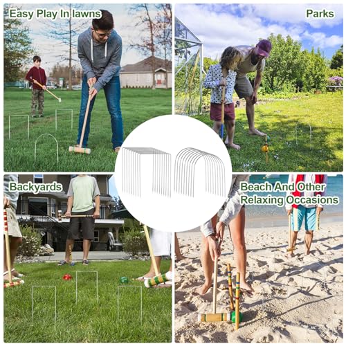 18 Pcs Croquet Wickets Set 11.5 x 6.1 Inch Square Arch Wickets Replacement for Croquet Metal Hoops with Galvanized Rustproof Wicket Replacement for Lawn Backyard Outdoor Sport Game
