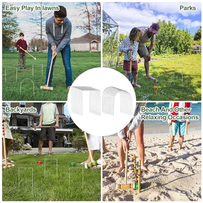 18 Pcs Croquet Wickets Set 11.5 x 6.1 Inch Square Arch Wickets Replacement for Croquet Metal Hoops with Galvanized Rustproof Wicket Replacement for Lawn Backyard Outdoor Sport Game