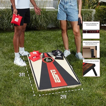 ESPN Solid Wood Cornhole Board Set, Includes Bean Bags and Travel Case, Ideal for Outdoor Games - style: 2x3