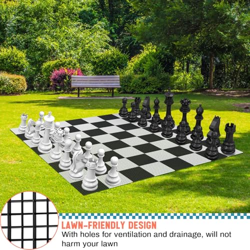 7.9*7.9ft Giant Chess Board, Chess Not Included, Plastic Giant Mat for Outdoor Yard Lawn Games, Compatible with 25 Inch 37 Inch 49 Inch Chess Sets and 10 Inch Checkers
