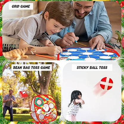 Liliful Christmas 3 in 1 Bean Bag Toss Game Set Christmas Party Games for Families Collapsible Cornhole and Dart Board Yard Outdoor Indoor Games for Boys and Girls Toys Xmas Activities Party Favors