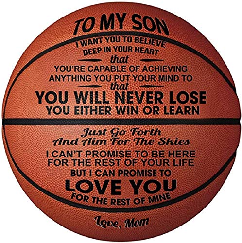 KAAYEE Engraved Basketball for Grandson, Engraved Basketball for Son from Mom Dad, Personalized 29.5" Basketballs Gifts, Custom Christmas Birthday Graduation Back to School Gift for Son from Mom Dad - color: Mom to Son