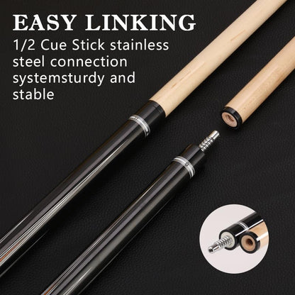 10mm .5mm mm Canadian Maple Pool Cue Stick Set(with Case), 58 inch 19, 19.5 Oz Pool Stick, 2-Piece Grey Brown Billiard Pool Cue Stick - color: 11.5mm(19.5oz）Y