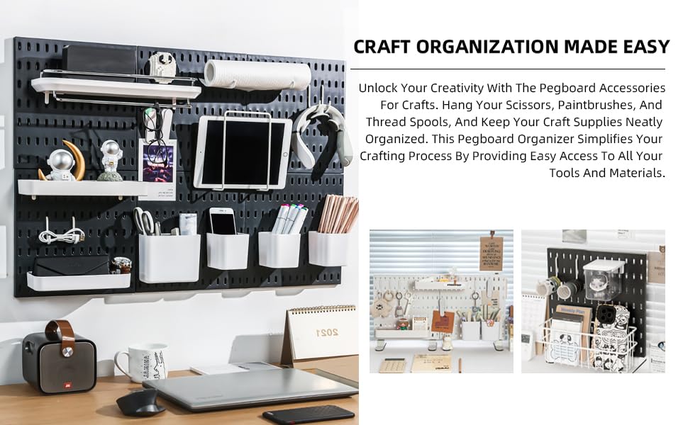Wall Organizer Peg Board - Elevate And Declutter Your Gaming And Office - Create A Perfectly Structured Space(White) - color: White