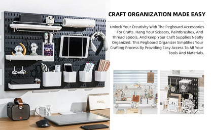 Wall Organizer Peg Board - Elevate And Declutter Your Gaming And Office - Create A Perfectly Structured Space(White) - color: White