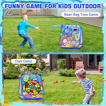 RIEYON 5-in-1Bean Bag Toss Game for Kids, Cornhole Board Toddler Toys for Kids Party Activity and Outdoor Yard Backyard, Birthday Gift or Christmas for Aged 3 4 5 6 7 8 Year Old Boys