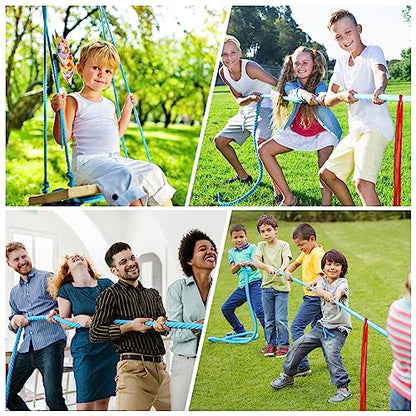 NEBURORA 20FT Tug of War Rope for Adults Outdoor Games Field Day Family Reunion Summer Outside Yard Backyard Lawn Camping Picnic Carnival Party Games Blue - color: Blue