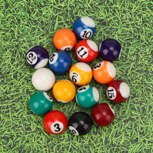 16PCS 2.5CM Resin Mini Billiard Balls Set - Small Pool Balls Accessory for Mini Pool Tables, Includes Numbered Set with White Ball