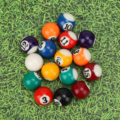16PCS 2.5CM Resin Mini Billiard Balls Set - Small Pool Balls Accessory for Mini Pool Tables, Includes Numbered Set with White Ball