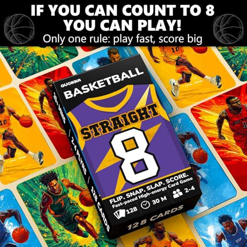 Quokka Basketball Fast-Paced Card Game for Kids & Adults – 128 Cards & Easy Rules – Quick & Fun Matching Game – 2-4 Players – Ages 8+ – Perfect for Family Games Night, Travel and Parties - color: Basketball