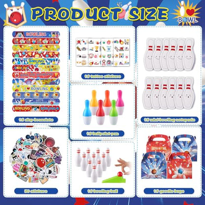 Vanblue 122 Pcs Bowling Party Favors Set Gift Birthday Decorations for Kids Classroom Rewards Mini Bowling Game Toy Set, Ballpoint Pen Goodie Bag Fillers and School Prizes