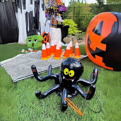 Fun Express - Inflate Spider Ring Toss Game for Halloween - Toys - Inflates - Inflatable Games - Halloween - 5 Pieces