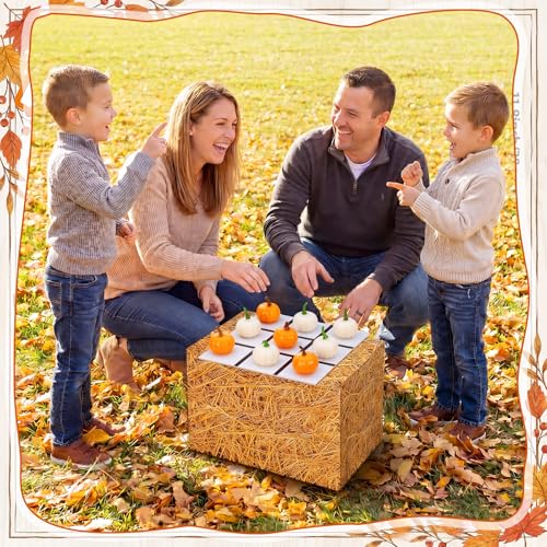 Blueweenly Halloween Tic Tac Toe Game Set with Cute 3D Pumpkin & Straw Box & Chess Board, Fall Decor Fun Coffee Table Decoration, Indoor Home Decor for Party Gift