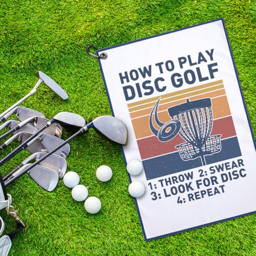 How to Play Disc Golf Golfing Printed Microfiber Golf Towel, Men Women Sunset Disc & Basket Print Golfing Towel, Golfer Bags Accessories Gifts for Men Women Golfing Lover & Fan Family Friend - color: Multicolor057