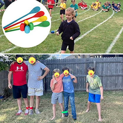 2 in 1 Pool Toys Games Set Inflatable Tic Tac Toe with Cup Holder, Potato Sack Race Bags for Kids Adults, Egg Spoon Relay Race, 3 Legged Race Bands, Ring Toss, Outdoor Yard Carnival Field Day Game
