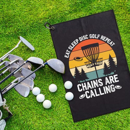 Eat Sleep Disc Golf Repeat Golfing Printed Microfiber Golf Towel, Funny Men Frisbee Golfing Towels, Golfer Bags Accessories Gifts for Men Golfer Frisbee Lover Dad Grandpa Uncle Brother Friend - color: Multicolor060
