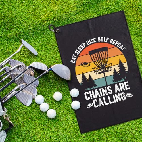 Eat Sleep Disc Golf Repeat Golfing Printed Microfiber Golf Towel, Funny Men Frisbee Golfing Towels, Golfer Bags Accessories Gifts for Men Golfer Frisbee Lover Dad Grandpa Uncle Brother Friend - color: Multicolor060