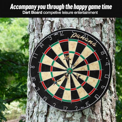 Panana Steel Tip Dartboard Set with 6 Professional Steel Tip Darts, Bristle Dart Round Board Indoor Family Game