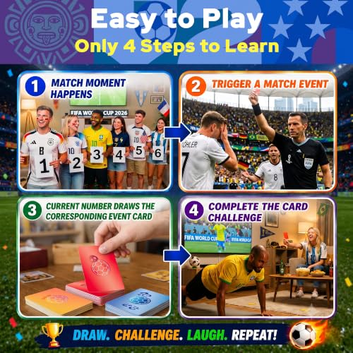 2026 World Soccer Cup Watch Party Games – 120 Challenges & Questions Interactive Card Game for Live Match Soccer Parties, Truth or Dare Cards for Family & Friends Games, 2+ Player