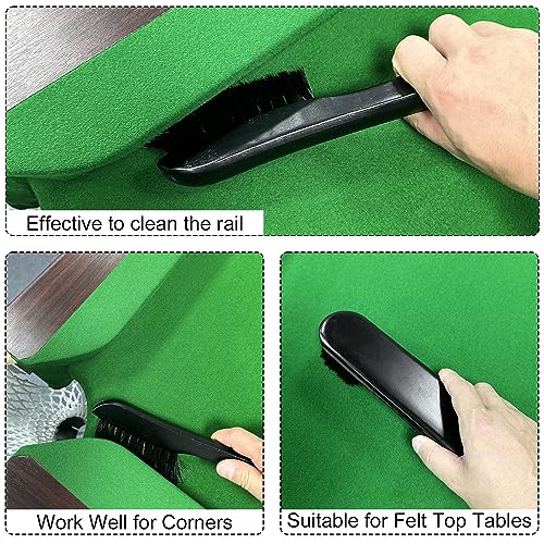 Billiards Brush Pool Table and Rail Brush Cleaning Tools Set with Cloth Cue Shaft Slicker & Small Cue Chalk Cube