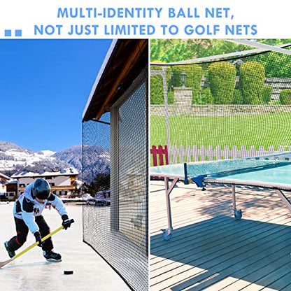 Amazgolf Golf Net,10Ft,15Ft,20Ft,25Ft, 30Ft, 40Ft Golf Practice Net,Sports Practice Barrier Net, Heavy Duty Ball Netting Golf Hitting Net, DIY Ball Net,Baseball Net Hockey Net and Chipping Net - size: 15*15ft
