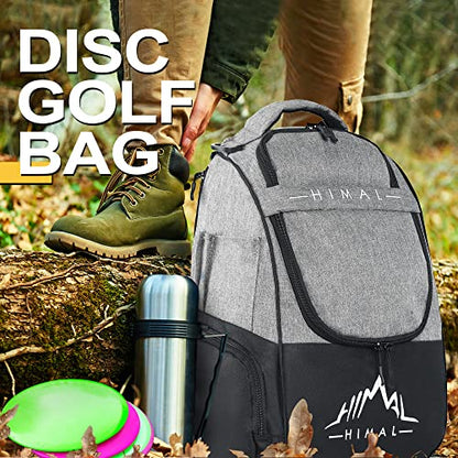 HIMAL HIMAL Disc Golf Bag Holds 22+ Discs, Durable Disc Golf Backpack with Large Capacity, and Multiple Storage Pockets - color: Grey