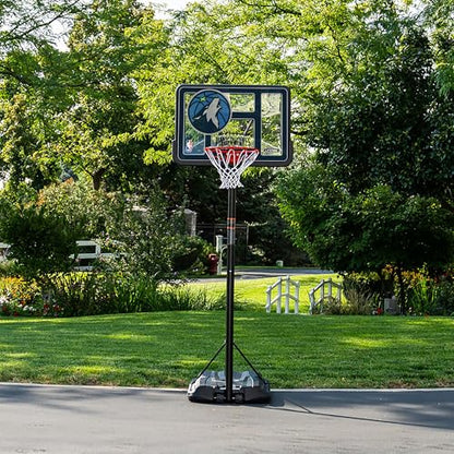 Lifetime NBA Minnesota Timberwolves Portable Basketball Hoop, Adjustable Height 7.5-10 Ft, 44 Inch Shatterproof Fusion Backboard, Base with Wheels - color: Minnesota Timberwolves