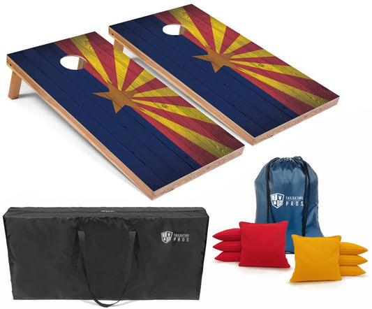 Tailgating Pros Regulation Cornhole Boards Flag Set - Includes 8 Bean Bags, Carrying Cases, and 4'x2' Corn Hole Toss Game - color: Arizona Flag
